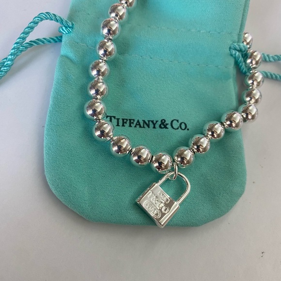 Tiffany & Co. Silver Bead Bracelet with Padlock